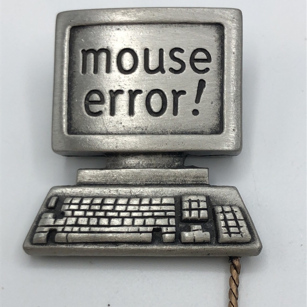 Vtg Jj Mouse Error! Brooch With Computer And Dang… - image 2